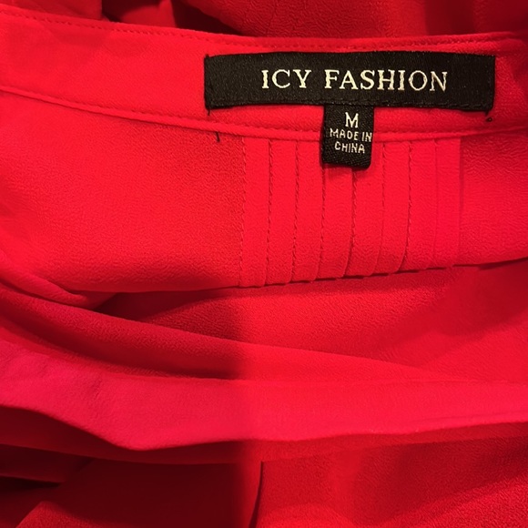 Red Rhinestone Embellished High Low Poly Tunic - Picture 7 of 10